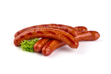 BBQ Roasted pork sausages, isolated on white background.