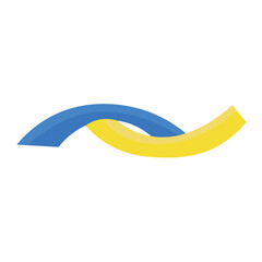 Ribbons in colors of Ukrainian flag on white background