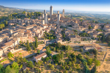 Obraz premium Aerial view of the town of San Gimignano Tuscany Italy