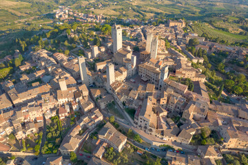 Obraz premium Aerial view of the town of San Gimignano Tuscany Italy