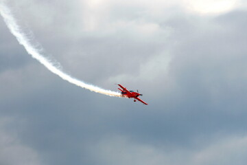 Sports aircraft Extra-330 in the sky at the International Aviation and Space Salon MAKS-2021