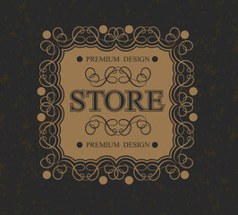 Store Monogram Luxurious сalligraphic design border, Retro Store Flourish calligraphy monogram, Vector illustration