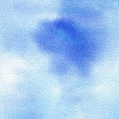 Abstract blue winter watercolor hand-painted for background.