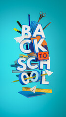 Back To School Composition 3D Render With Background