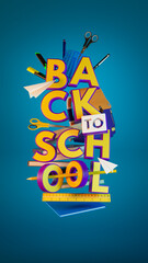 Back To School Composition 3D Render With Background