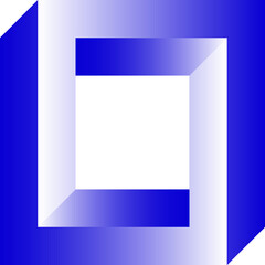 Blue glass cube. Geometric object 3d vector square