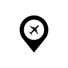 Airport geo tag flat icon. Symbol, logo illustration for mobile concept and web design.
