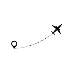 Aircraft route dotted lines. Tourism and travel. Tourist route by plane. Tracks traveler dotted lines.