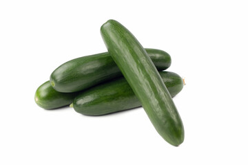 Fresh cucumbers isolated on bright background. Close up view.