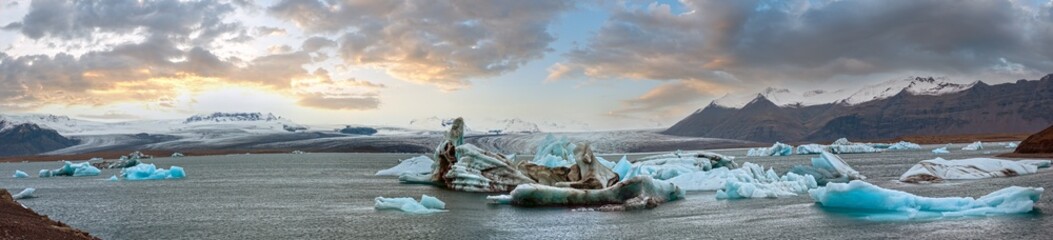 Jokulsarlon glacial lake, lagoon with ice blocks, Iceland. Situated near the edge of the Atlantic...