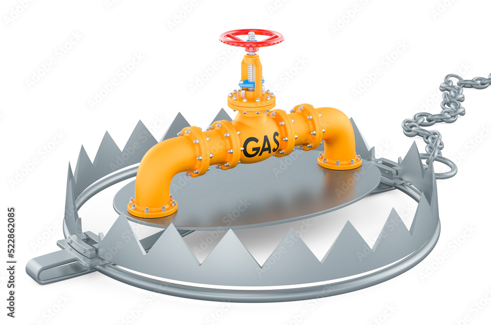 Poster gas pipeline inside bear trap 3d rendering