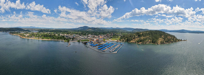 Panorama of Beach and Lakefront of Coeur d'Alene, Idaho