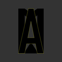 Unique modern creative black and yellow color A and M initials based letter icon logo. Marvel superhero logo style. Vector illustration.
