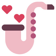 Saxophone music love heart saxophone wind instrument romantic music love and romance - flat icon