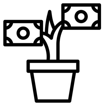 recommend clip art: Investment money salary growth plant profits - outline icon