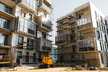 beautiful construction site and construction machinery on a sunny day