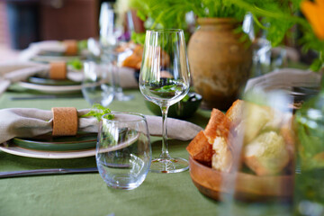 beautiful setting of a large table. table decoration.
