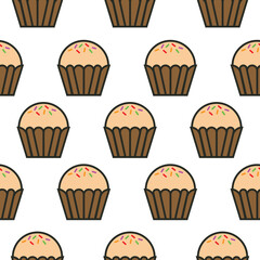 Muffin Cupcakes Seamless Background Pattern