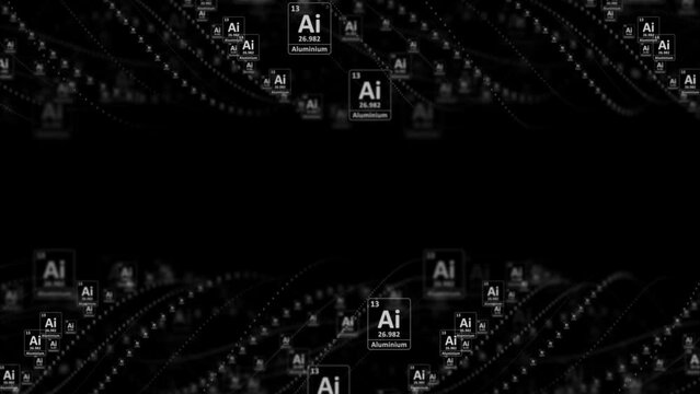 ALUMINUM Molecule Symbol, Chemistry Periodic Table, Animation, Background, Rendering, Loop
