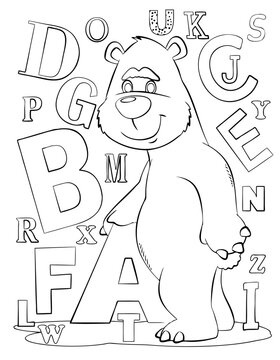 Ready coloring page with a teddy bear