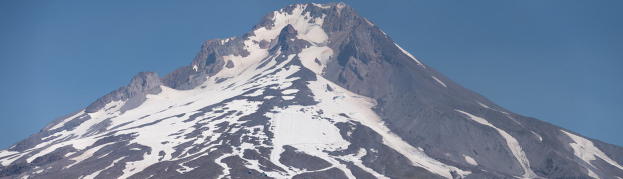 Panoramic landscape of Mt Hood Oregon on a summer afternoon