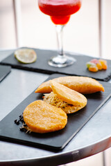 fried empanadas with salsa, traditional Venezuelan food