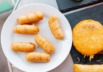 tequenos with cheese, traditional Venezuelan food