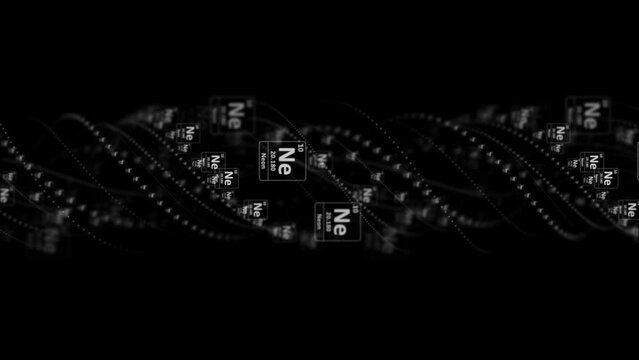NEON Molecule Symbol, Chemistry Periodic Table, Animation, Background, Rendering, Loop
