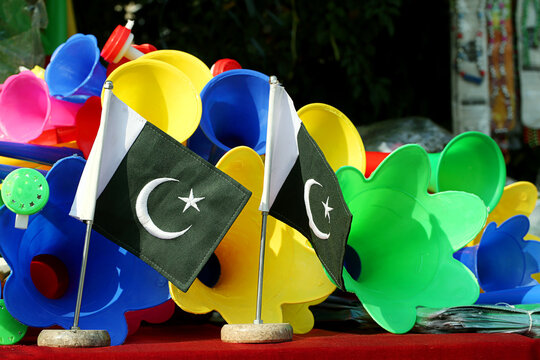 Pakistan Flags and Independence Day Celebration Stalls
