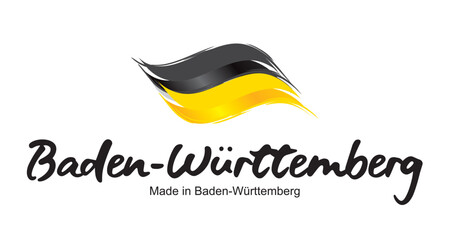 Made in Baden-Württemberg handwritten flag ribbon typography lettering logo label banner