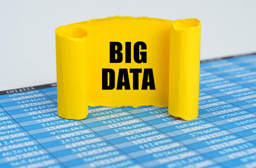 On reporting documents, a yellow paper plate with the inscription - BIG DATA