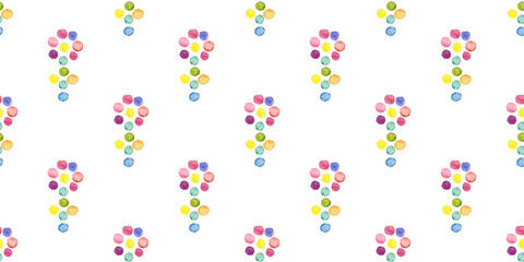 Seamless polka wallpaper with cute flower. Multicolor circle. Watercolor seamless Illustration. Color birthday confetti.Perfectly for wrapping paper, wallpaper, fabric, texture and other printing.