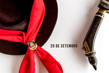 september 20 farroupilha week, knife, scarves and gaucho hat.