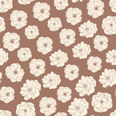 Beige Floral Rose Seamless Pattern Background