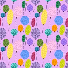 Birthday seamless bubble balloons pattern for festive wrapping paper and kids accessories and fabrics fabrics