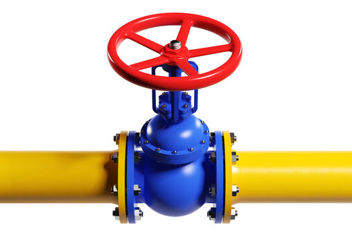 Gas pipeline with gas tap. Clipping path included. 3d illustration.