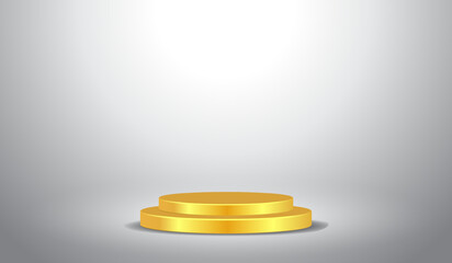 Light Grey With Gold Podium Pedestal Minimal Scene For Product Display Mock Up Template Vector Illustration