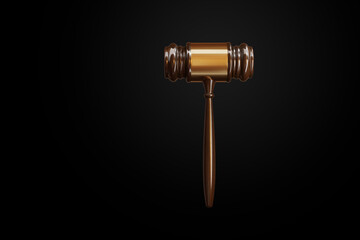 Court gavel on dark background. Illustration of the concept of law justice and legislation