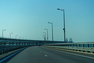 Landscape of the Crimean bridge against the sky. Crimea