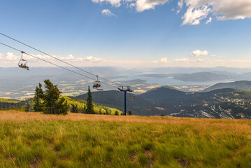 Scenic Mountaintop Panoramic Vista of Sandpoint, ID and Lake Pend Oreille