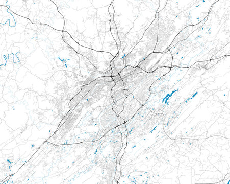 Vector editable city map Birmingham, Alabama, United States
