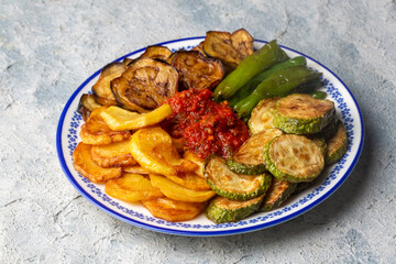 Turkish style mixed vegetable fried (Karisik Kizartma)