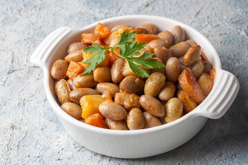 Cranberry Bean Stew Turkish Barbunya Pilaki, Potato and carrot pinto beans (Turkish name; patatesli...