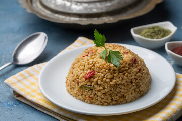 Bulgur pilaf with Firik (Turkish name; firikli bulgur pilavi)
