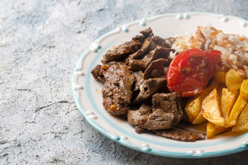 Traditional Turkish Liver kebab cuisine. Leaf Liver spicy. Delicious turkish ciger.