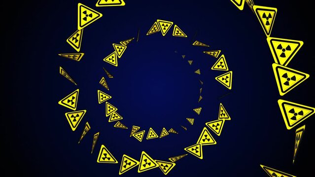 NUCLEAR Symbol Particles Ring, Radiation Hazard Danger Symbols Animation
