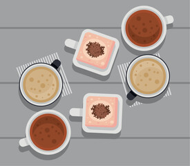group of breakfast beverages