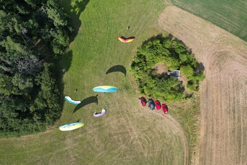 paragliding beauty of free flight Czech republic,Europe, Bykovice u Cerna Hora,paragliding...