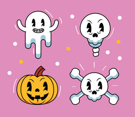 four cartoon old school characters