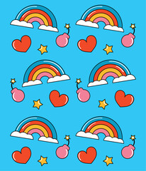 rainbow with designs cartoon